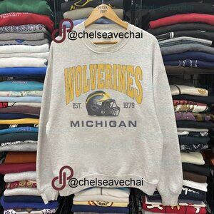 Vintage University of Michigan Wolverines Football Sweatshirt Michigan Shirt Tee